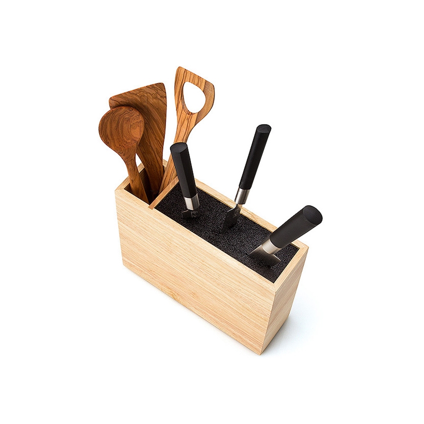 Continenta C3315 - Porte-couteaux avec un insert flexible et un compartiment 27,5x9x21,5 cm