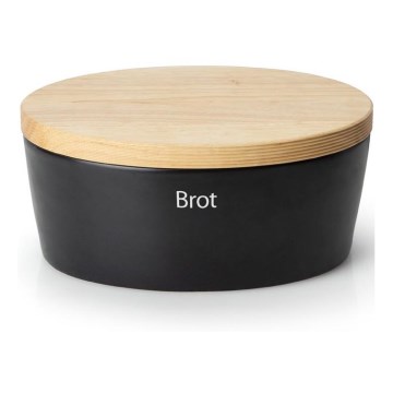 Continenta C3730 - Boîte à pain avec couvercle 30x23 cm noir/hévéa