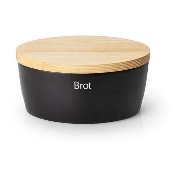 Continenta C3731 - Portapane con coperchio 27x20 cm nero/legno di gomma