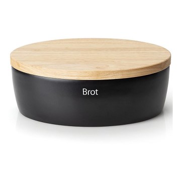 Continenta C3732 - Portapane con coperchio 36x23 cm nero/legno di hevea