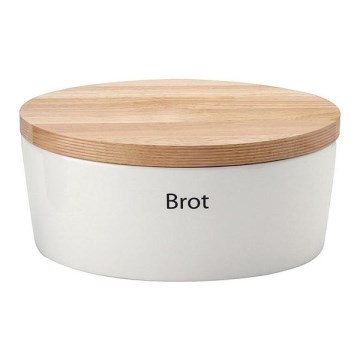 Continenta C3930 - Portapane con coperchio 30x23 cm bianco/legno di gomma