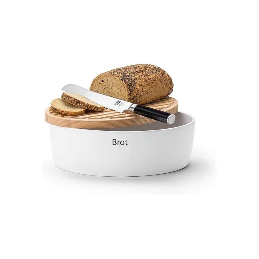 Continenta C3936 - Brotkasten mit Deckel 36x23 cm weiß/Kautschukholz
