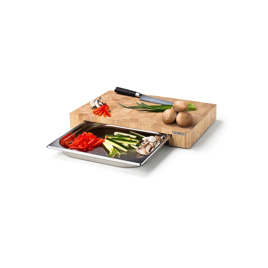 Continenta C4027 - Planche à découper de cuisine avec plateau 48x32,5 cm caoutchouc