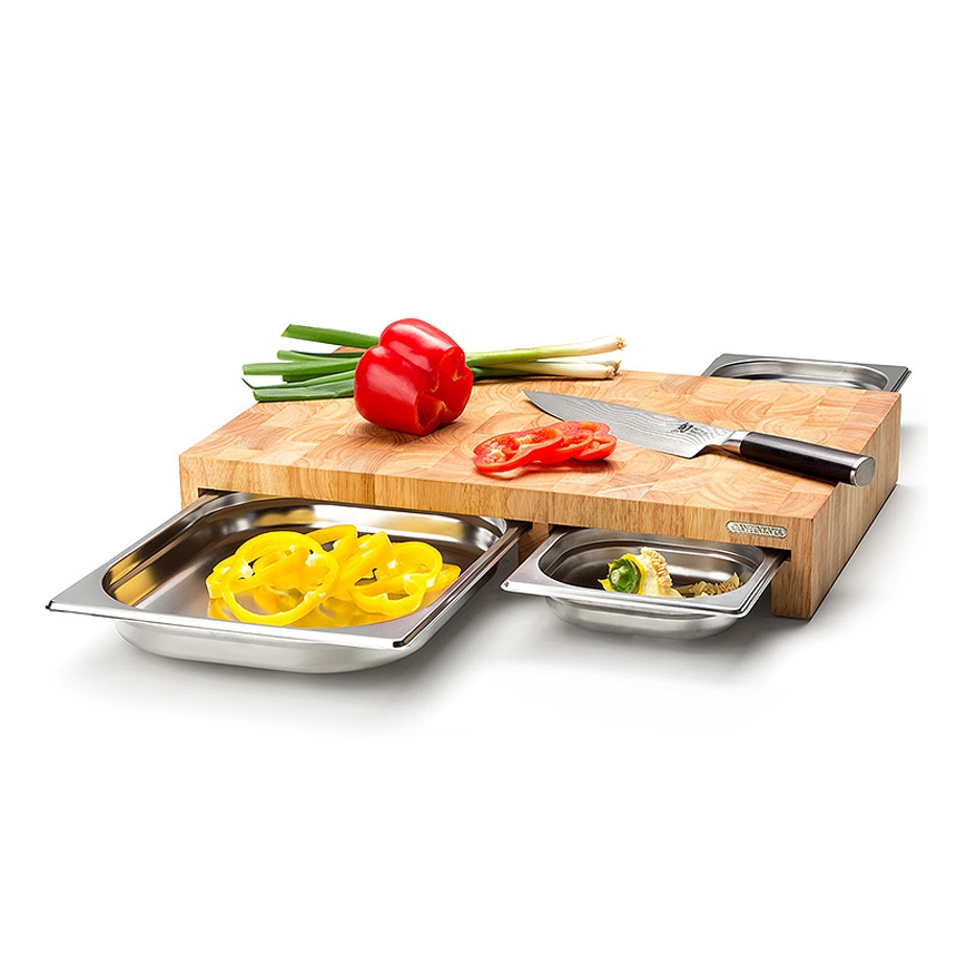 Continenta C4028 - SET 1x Tagliere da cucina 50 x 32,5 cm + 3x ciotole in gomma fig