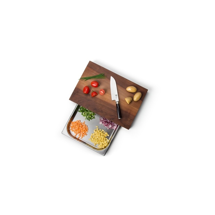 Continenta C4210 - Tagliere da cucina con ciotola in noce 39 x 27 cm