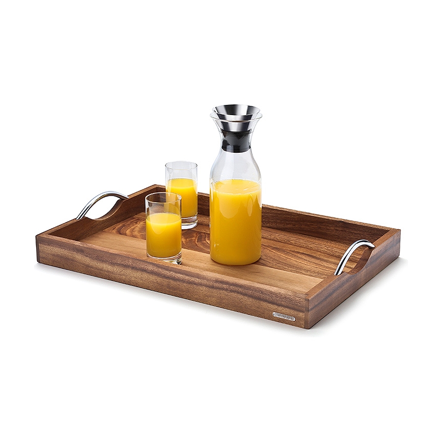 Continenta C4867 - Vassoio con manici in metallo 53x36 cm acacia
