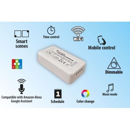 Controller smart per strisce LED RGB 5-24V Wi-Fi Tuya
