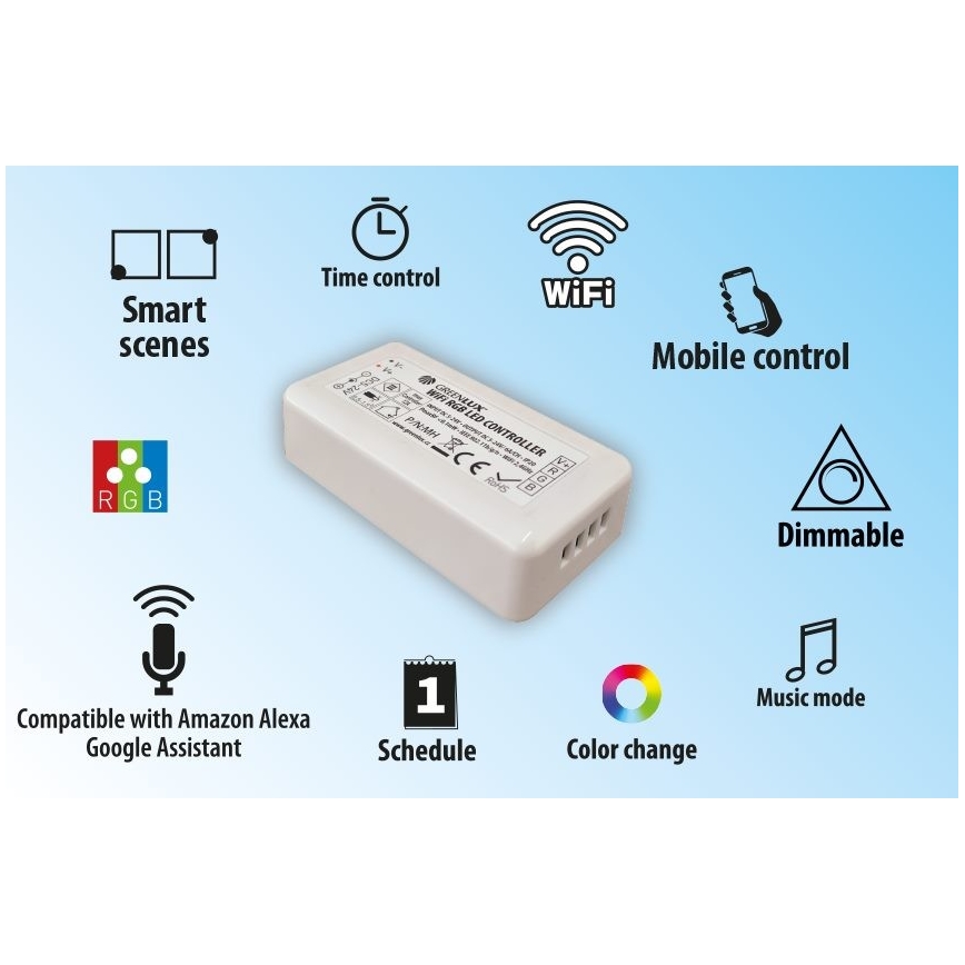 Controller smart per strisce LED RGB 5-24V Wi-Fi Tuya
