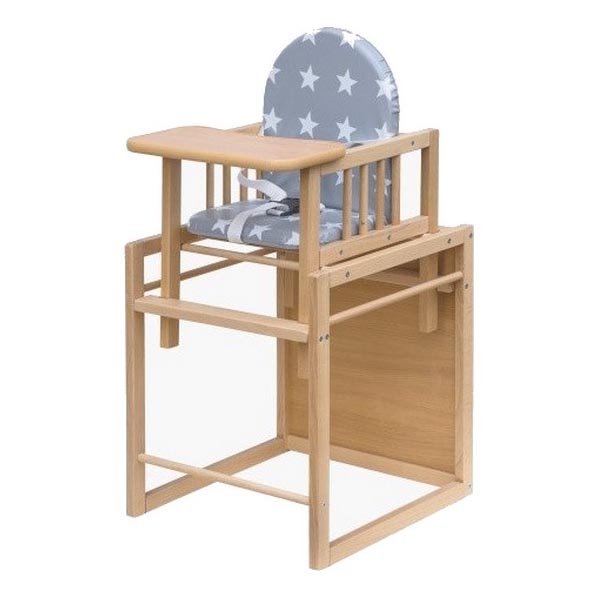 COSING - Chaise de repas pour enfant 2 en 1 Viktoria hêtre/gris