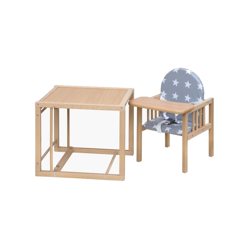 COSING - Chaise de repas pour enfant 2 en 1 Viktoria hêtre/gris