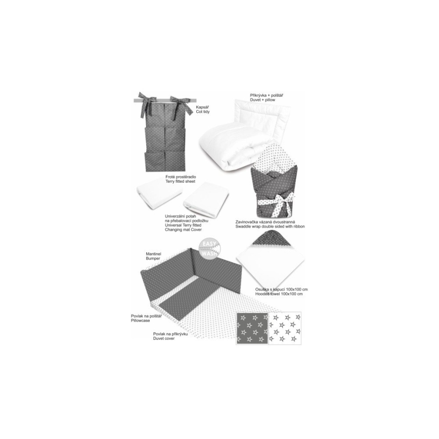 COSING - Set da 10 pezzi per neonati Sleeplease grigio/bianco