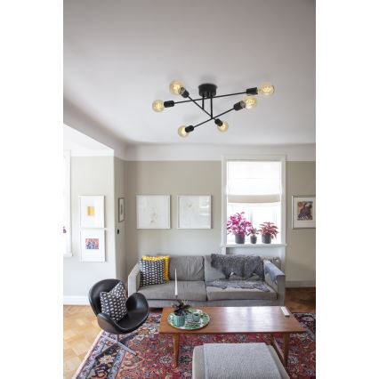 Cottex - Aufgesetzte Deckenleuchte BATON 6xE27/60W/230V schwarz