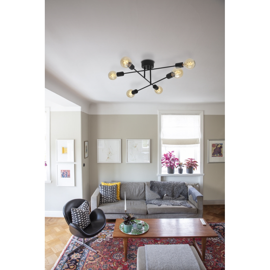 Cottex - Aufgesetzte Deckenleuchte BATON 6xE27/60W/230V schwarz