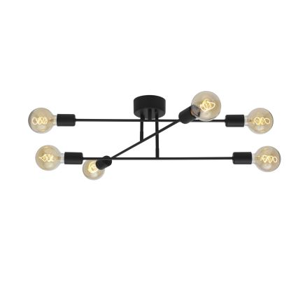 Cottex - Lampada da soffitto a montaggio superficiale BATON 6xE27/60W/230V nero