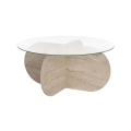 Couchtisch BUBBLE Ø 75 cm Travertin/transparent