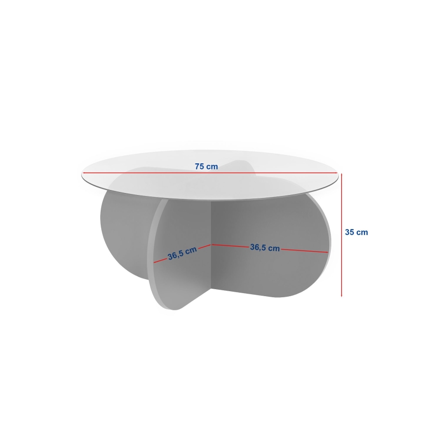 Couchtisch BUBBLE Ø 75 cm Travertin/transparent