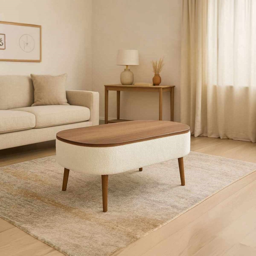 Couchtisch FELPO 60x90 cm weiß/Nussbaum