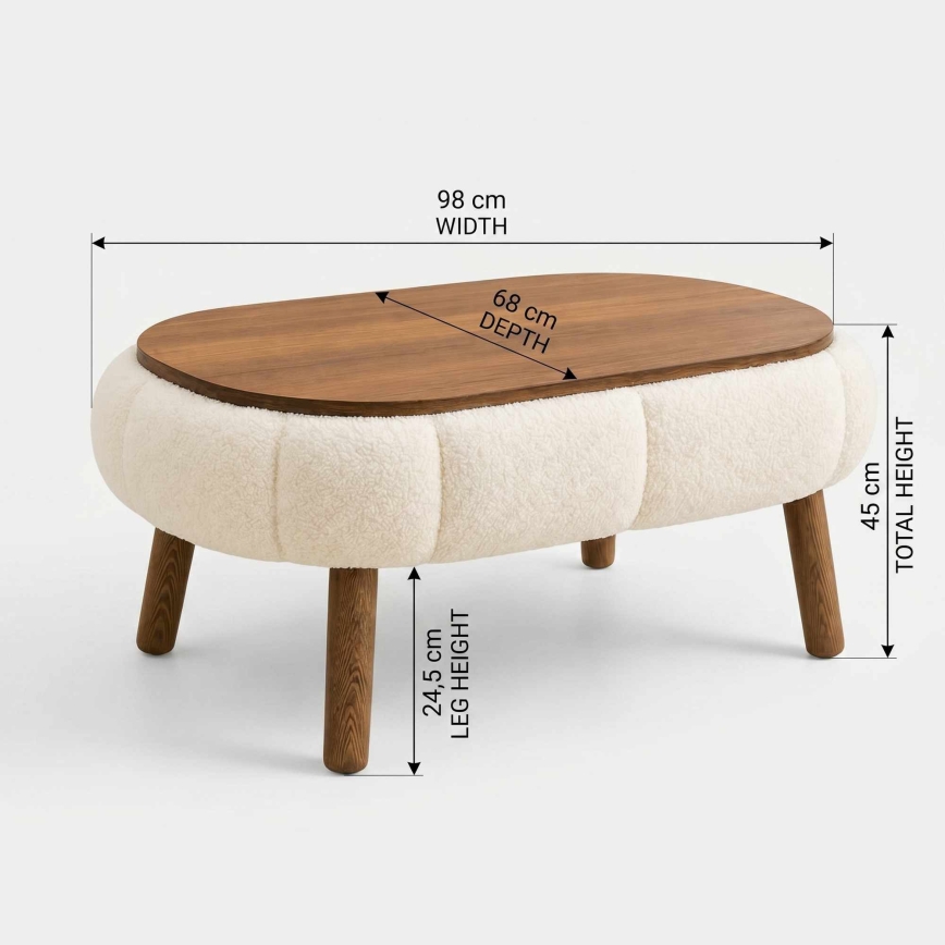 Couchtisch FELPO 68x98 cm Creme/Nussbaum