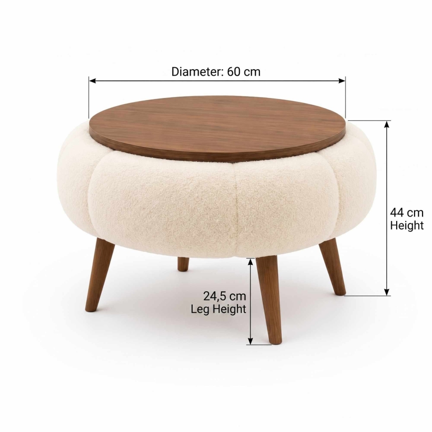 Couchtisch FELPO Ø 45 cm Beige/Nussbaum