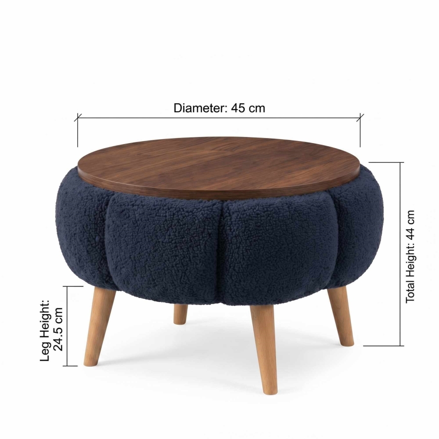 Couchtisch FELPO Ø 45 cm blau/Nussbaum