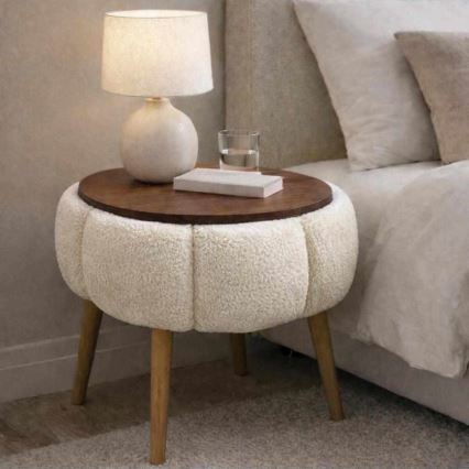 Couchtisch FELPO Ø 45 cm creme/nussbaum