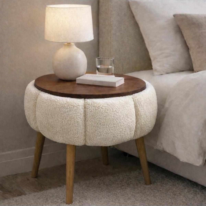 Couchtisch FELPO Ø 45 cm creme/nussbaum