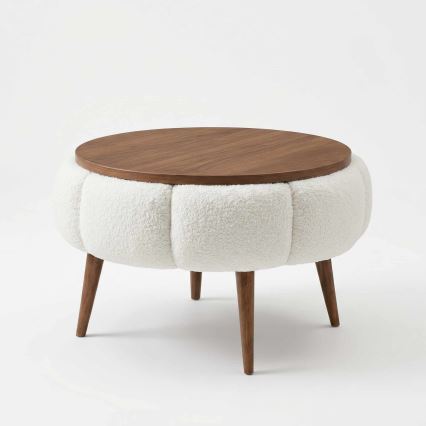 Couchtisch FELPO Ø 45 cm creme/nussbaum