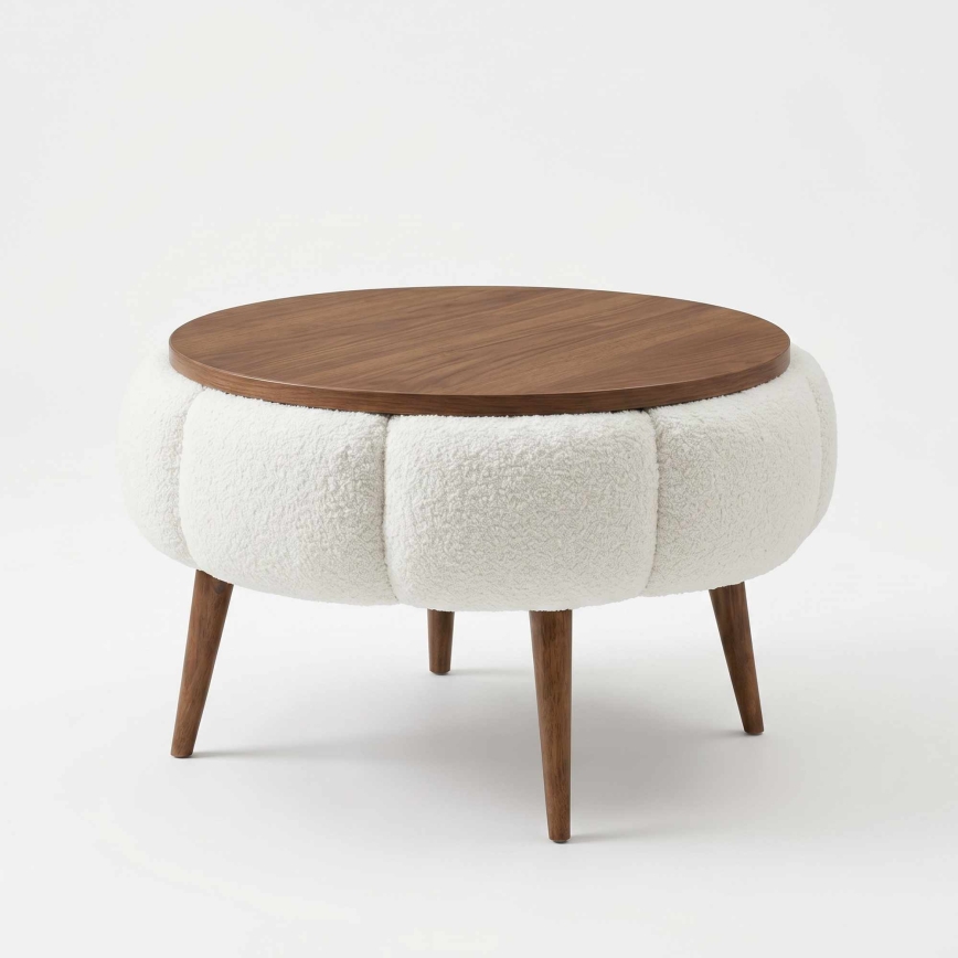 Couchtisch FELPO Ø 45 cm creme/nussbaum
