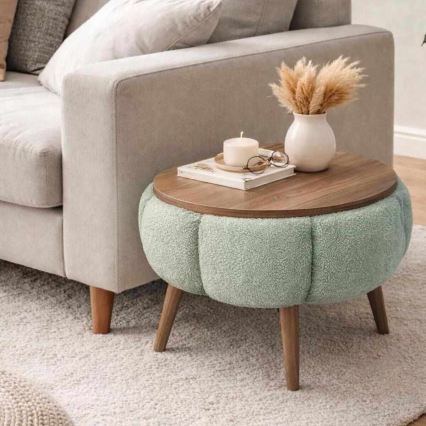 Couchtisch FELPO Ø 45 cm grün/walnuss