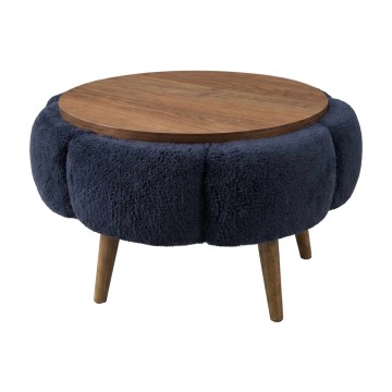 Couchtisch FELPO Ø 60 cm blau/nussbaum
