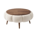 Couchtisch FELPO Ø 60 cm creme/walnuss