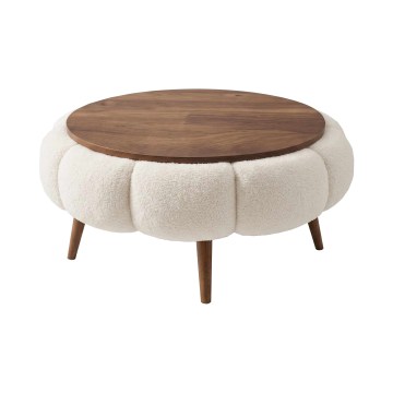 Couchtisch FELPO Ø 60 cm creme/walnuss