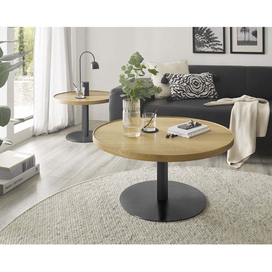 Couchtisch FOCUS Ø 60 cm Eiche/Schwarz