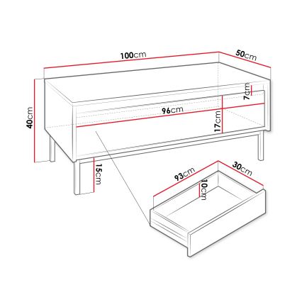 Couchtisch OZMI 40x100 cm Weiß