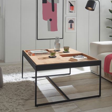 Couchtisch PULSE 83 x 83 cm Eiche/Schwarz