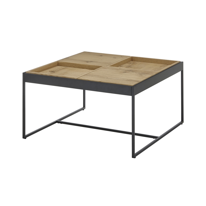 Couchtisch PULSE 83 x 83 cm Eiche/Schwarz