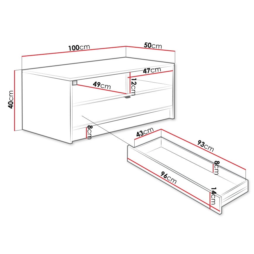 Couchtisch TIRENO 40x100 cm beige