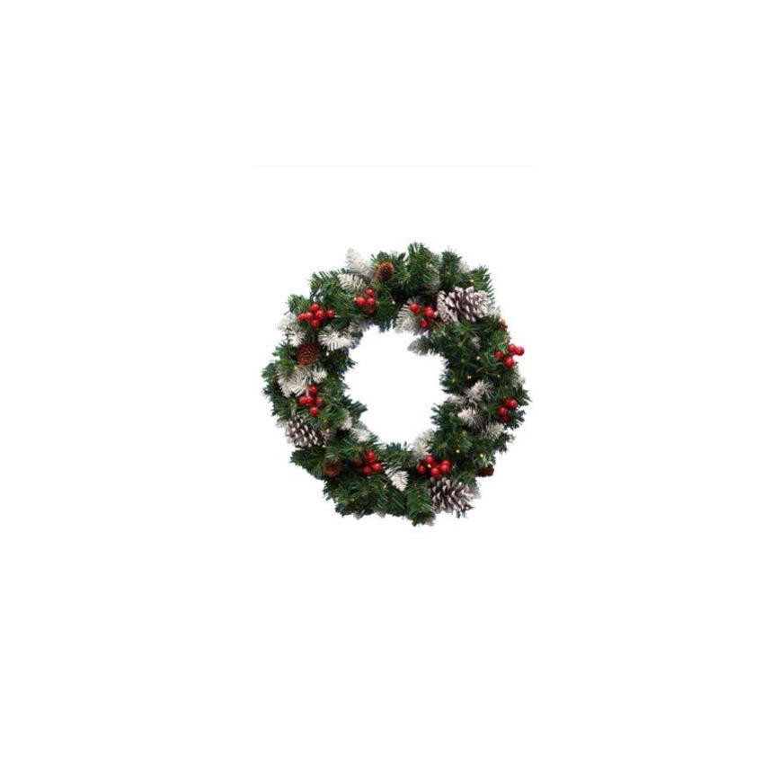 Couronne de Noël à 35 LED, 3xAA, 8 fonctions, Ø 45 cm, IP44, blanc chaud