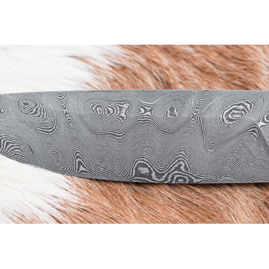 Couteau de chasse en acier de Damas 11,8 cm noyer/bois de cerf