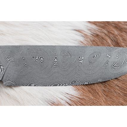 Couteau de chasse en acier de Damas 11,8 cm noyer/bois de cerf