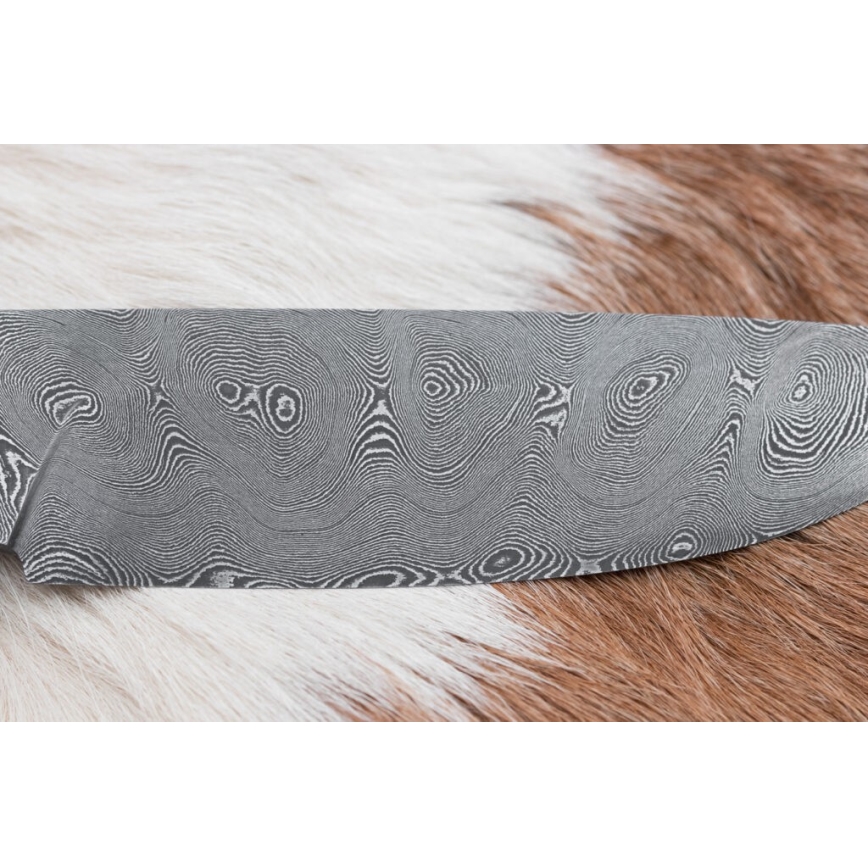 Couteau de chasse en acier de Damas 11,8 cm noyer/bois de cerf