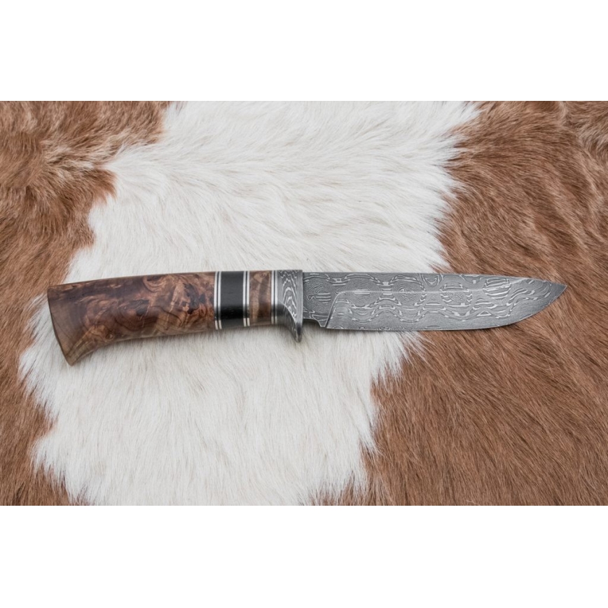 Couteau de chasse en acier de Damas 13 cm peuplier/ébène