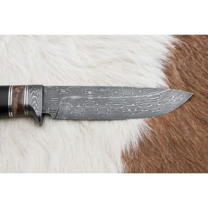 Couteau de chasse en acier de Damas 13 cm peuplier/ébène
