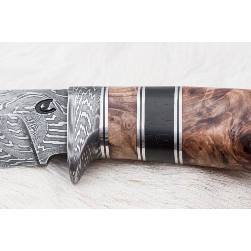 Couteau de chasse en acier de Damas 13 cm peuplier/ébène
