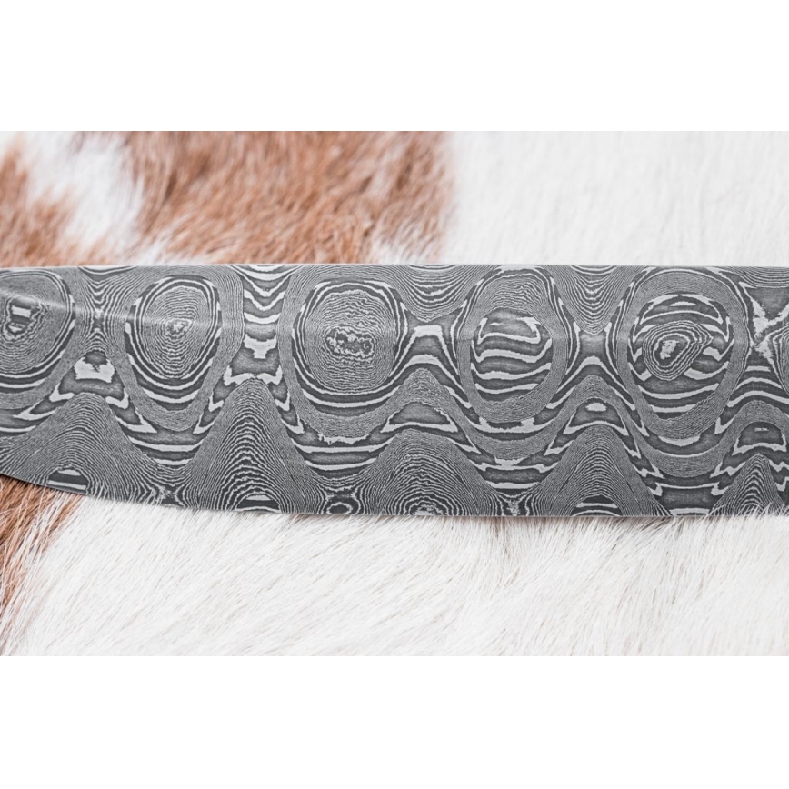 Couteau de chasse en acier de Damas 14,5 cm aulne/serpentinite