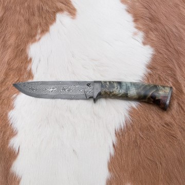 Couteau de chasse en acier de Damas 14 cm châtaignier