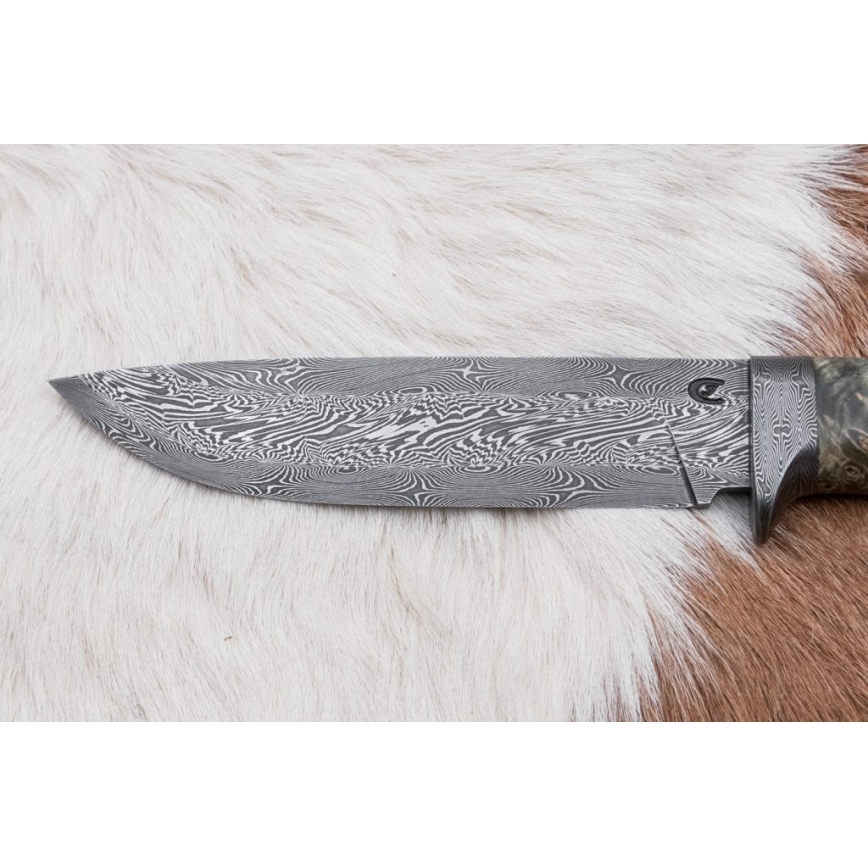 Couteau de chasse en acier de Damas 14 cm châtaignier
