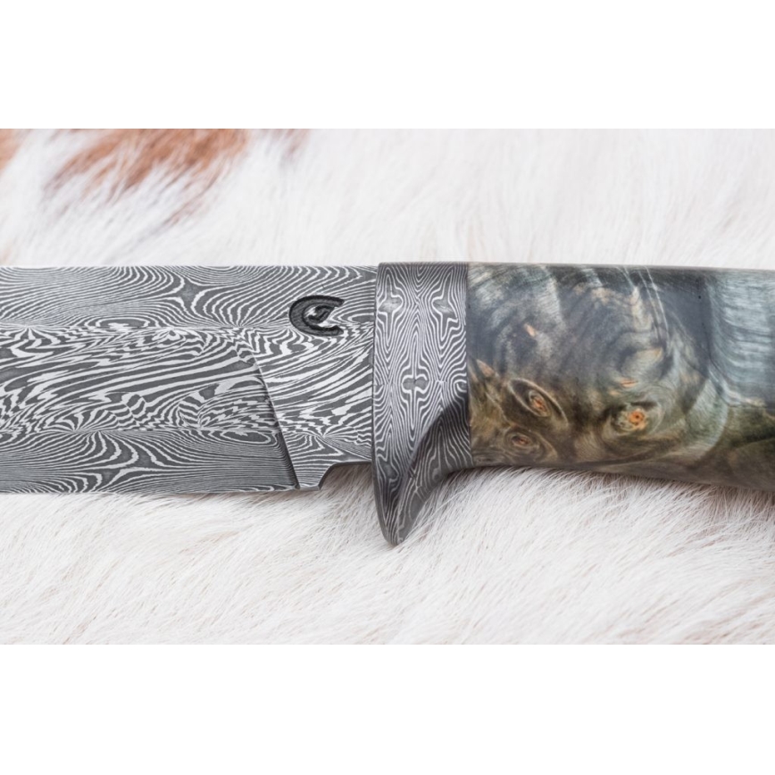Couteau de chasse en acier de Damas 14 cm châtaignier