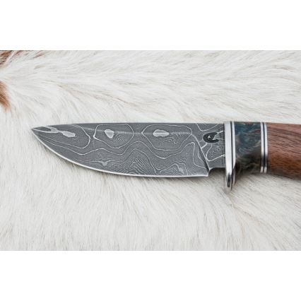 Couteau de chasse en acier de Damas 9,7 cm noyer/érable