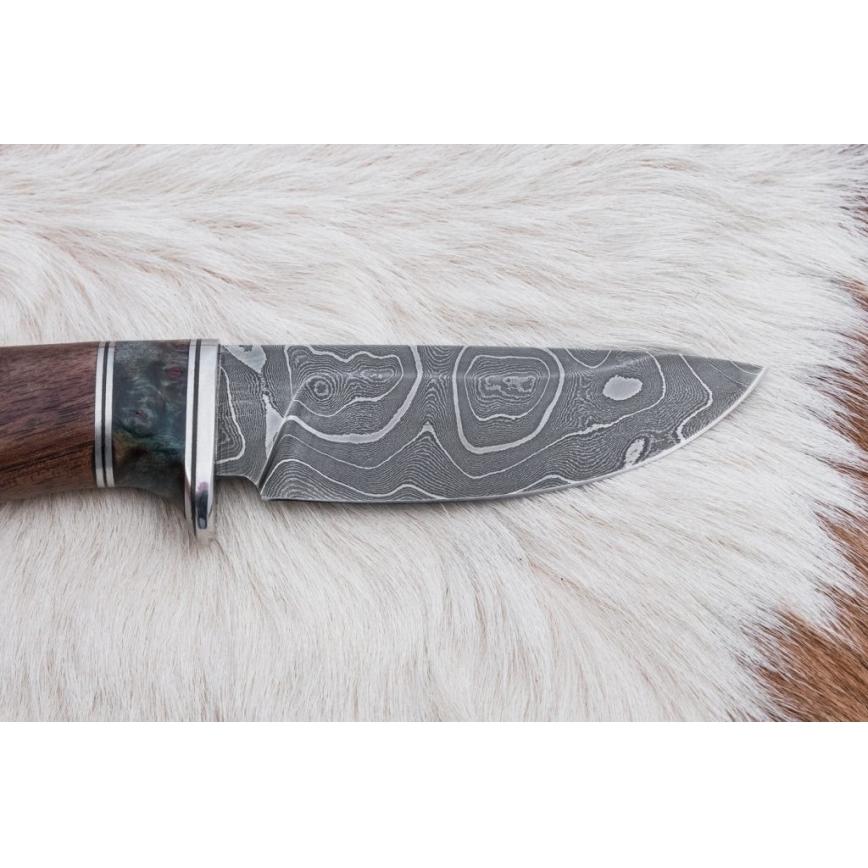 Couteau de chasse en acier de Damas 9,7 cm noyer/érable